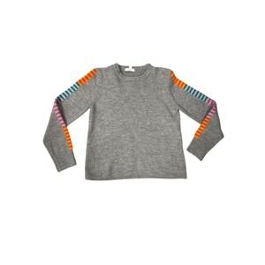 THML Women's Sz S gray sweater multicolored stripes